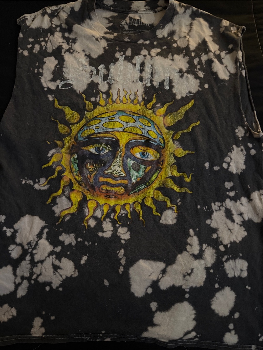 Sublime Men’s Black Tie-Dye Sun Graphic Muscle Tee